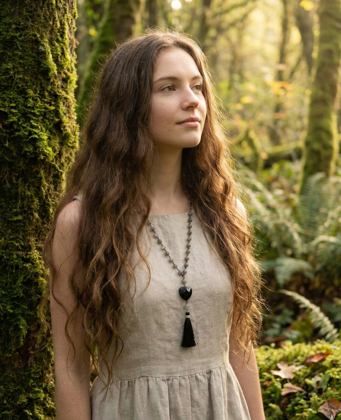 Colier negru Colier lung rozariu colier pietre pretioase colier labradorit onix colier pietre semipretioase gri negre - bijuterii - coliere - coliere din pietre semiprețioase - Artynos.ro