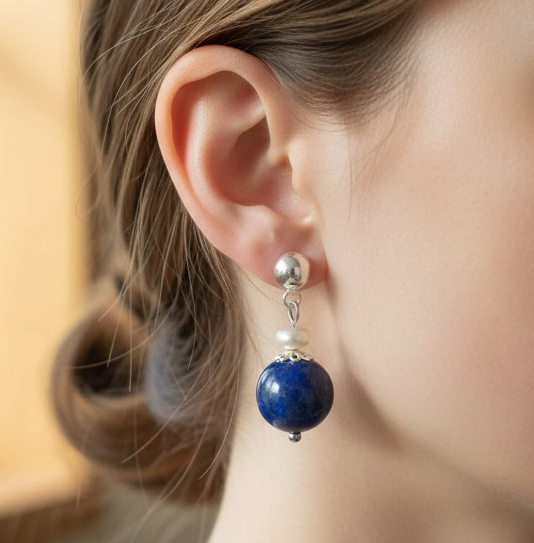 Cercei semipretioase lapis lazuli si argint 925 cercei pietre semipretioase cercei artizanali atarnatori cercei vintage - bijuterii - cercei - cercei din pietre semiprețioase - Artynos.ro