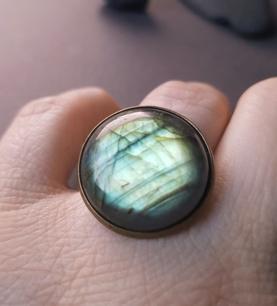 Inel labradorit inel cadochon piatra pretioasa labradorit inel reglabil caboson inel ajustabil bijuterie cadou iubita - bijuterii - inele - inele cu pietre semiprețioase - Artynos.ro