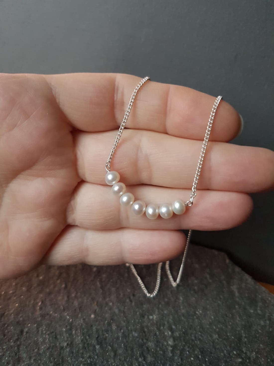 Colier minimalist perle naturale pandantiv de argint 925 pandantiv perle albe mireasa, colier baza gatului cadou Craciun - bijuterii - coliere - coliere din argint - Artynos.ro