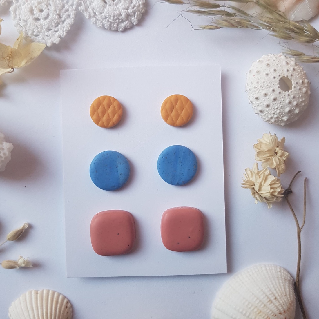 Set Cercei pentru lobul urechii fimo cercei surub rotunzi cercei cu tija cercei aurii verzi cercei minimali cadou femeie - bijuterii - seturi de bijuterii - Artynos.ro