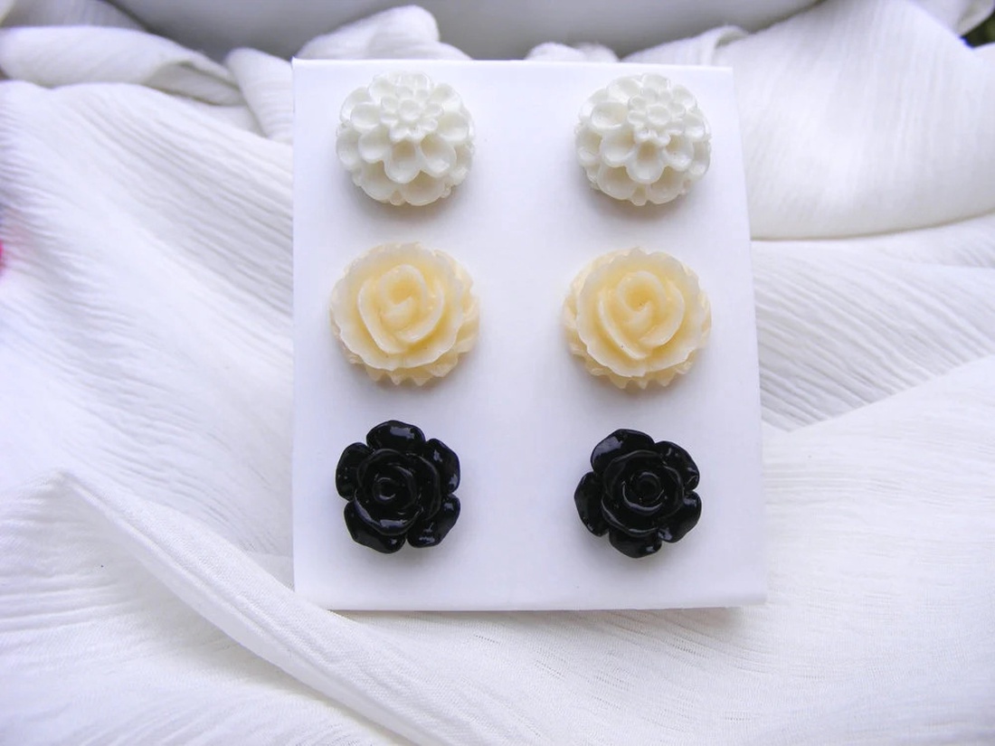 Set Cercei pentru lobul urechii fimo cercei surub rotunzi cercei cu tija cercei aurii verzi cercei minimali cadou femeie - bijuterii - seturi de bijuterii - Artynos.ro