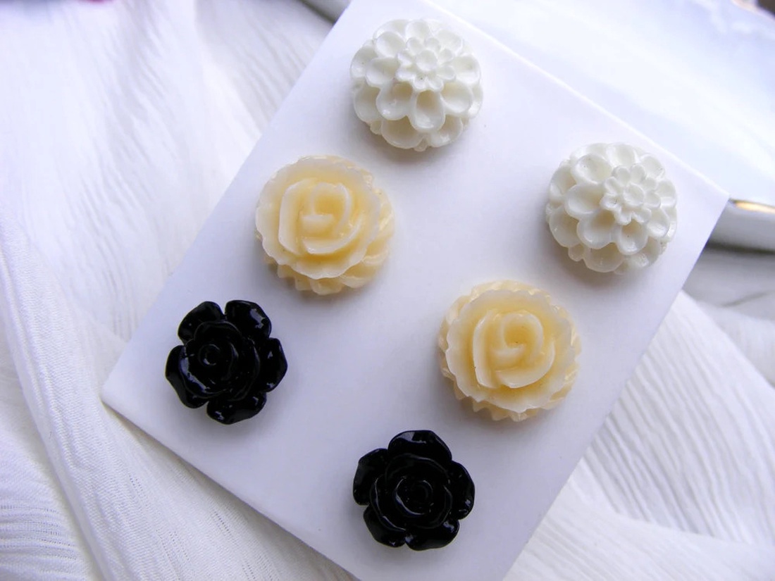 Set Cercei pentru lobul urechii fimo cercei surub rotunzi cercei cu tija cercei aurii verzi cercei minimali cadou femeie - bijuterii - seturi de bijuterii - Artynos.ro