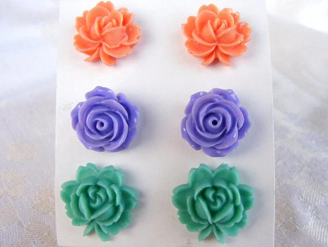 Set Cercei pentru lobul urechii fimo cercei surub rotunzi cercei cu tija cercei aurii verzi cercei minimali cadou femeie - bijuterii - seturi de bijuterii - Artynos.ro