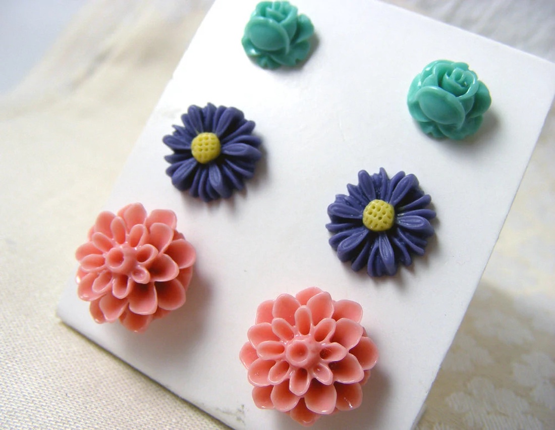 Set Cercei pentru lobul urechii fimo cercei surub rotunzi cercei cu tija cercei aurii verzi cercei minimali cadou femeie - bijuterii - seturi de bijuterii - Artynos.ro