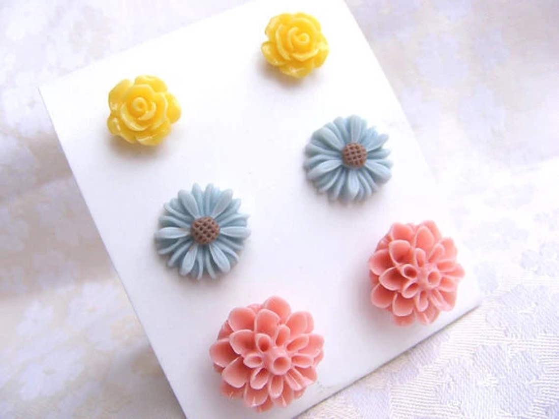 Set Cercei pentru lobul urechii fimo cercei surub rotunzi cercei cu tija cercei aurii verzi cercei minimali cadou femeie - bijuterii - seturi de bijuterii - Artynos.ro