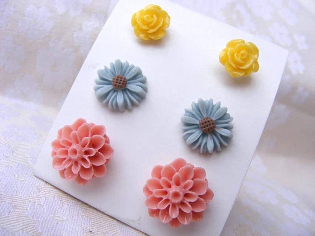 Set Cercei pentru lobul urechii fimo cercei surub rotunzi cercei cu tija cercei aurii verzi cercei minimali cadou femeie - bijuterii - seturi de bijuterii - Artynos.ro