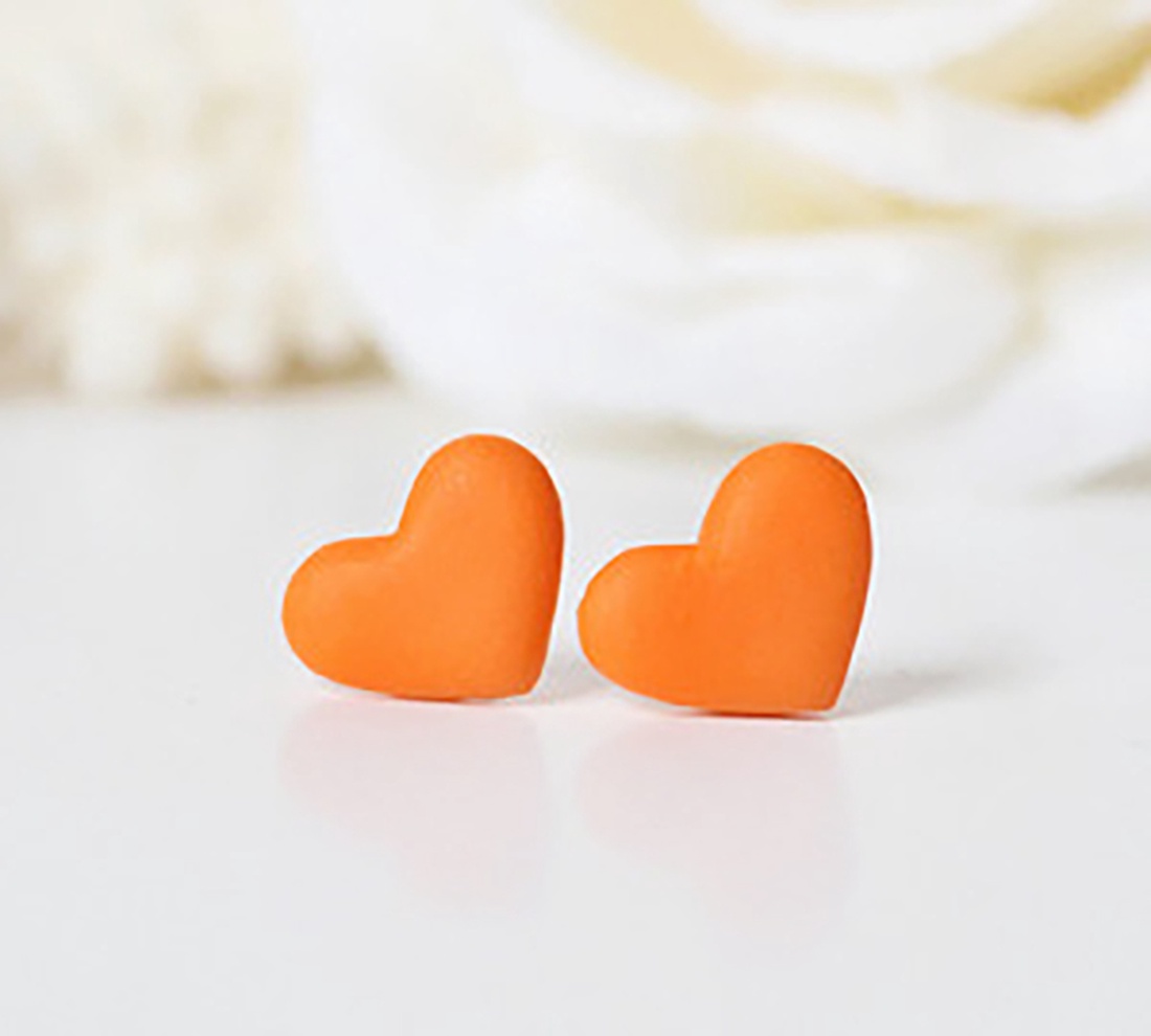 Cercei surub portocalii Cercei inimi fimo, cercei posturi cercei cu tija cercei clipsuri cercei minimali, cadou femeie - bijuterii - cercei - cercei cu figurine - Artynos.ro