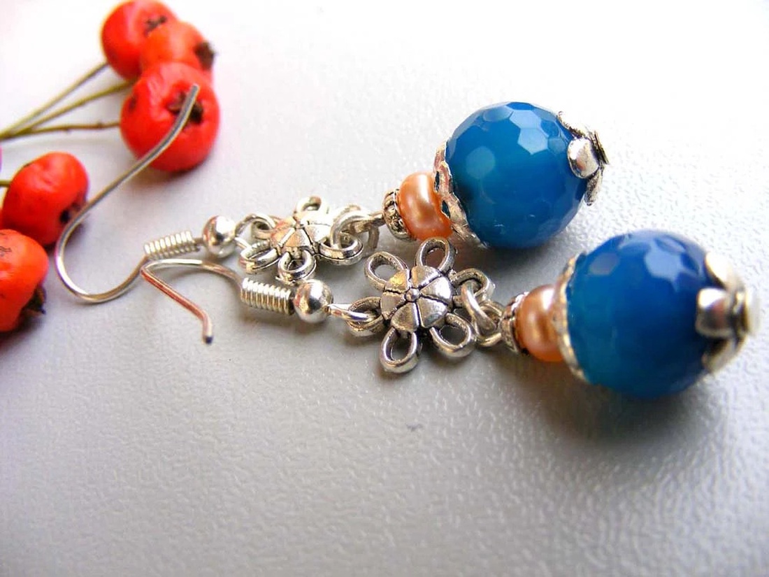 Cercei eleganti cercei cu agate cercei atarnatori semipretioase cercei ocazie cercei moderni cadou martie martisor - bijuterii - cercei - cercei din pietre semiprețioase - Artynos.ro