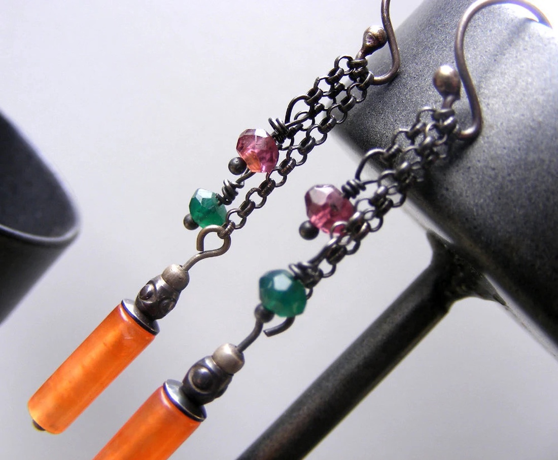 Cercei eleganti cercei cu granate cercei atarnatori semipretioase cercei ocazie cercei moderni cadou martie martisor - bijuterii - cercei - cercei din pietre semiprețioase - Artynos.ro