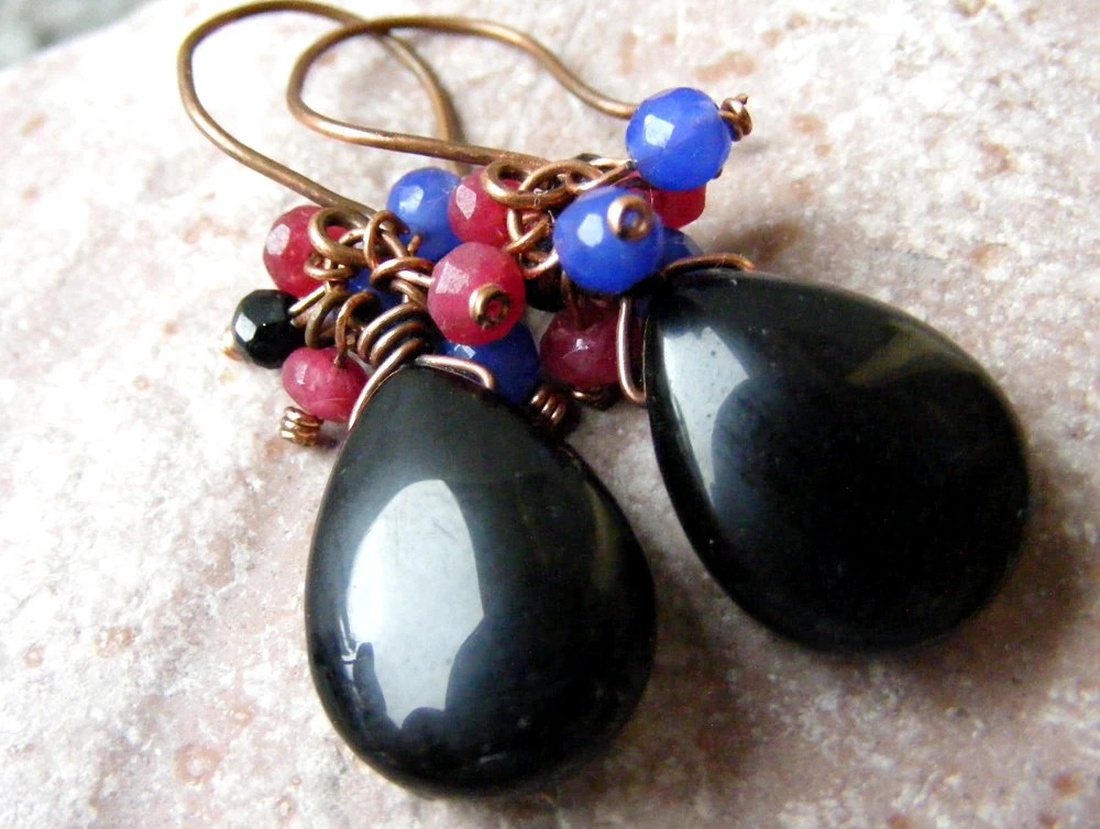 Cercei eleganti cercei cu onix negru cercei atarnatori semipretioase cercei ocazie cercei moderni cadou martie martisor - bijuterii - cercei - cercei din pietre semiprețioase - Artynos.ro