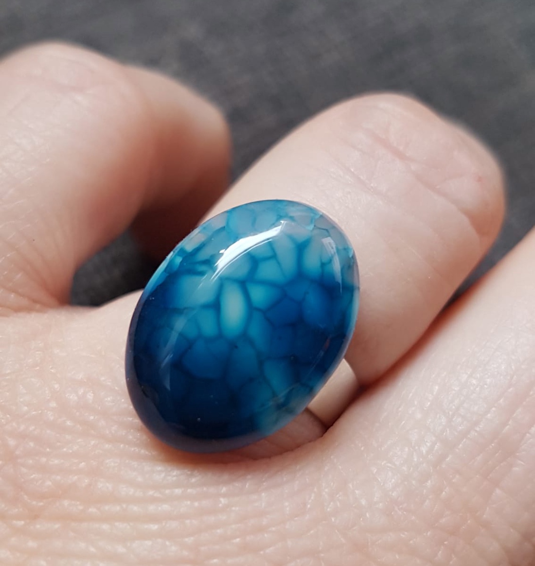 Inel reglabil cu piatra de agata albastra inel agata inel ajustabil cadou iubita bijuterie cadou iubita mama martie - bijuterii - inele - inele cu pietre semiprețioase - Artynos.ro