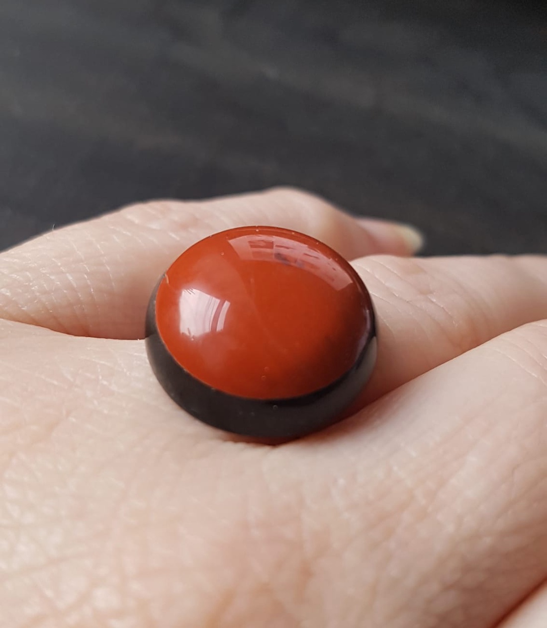 Inel reglabil cu piatra de jasp rosu inel jasp inel ajustabil cadou iubita bijuterie cadou iubita mama martie - bijuterii - inele - inele cu pietre semiprețioase - Artynos.ro