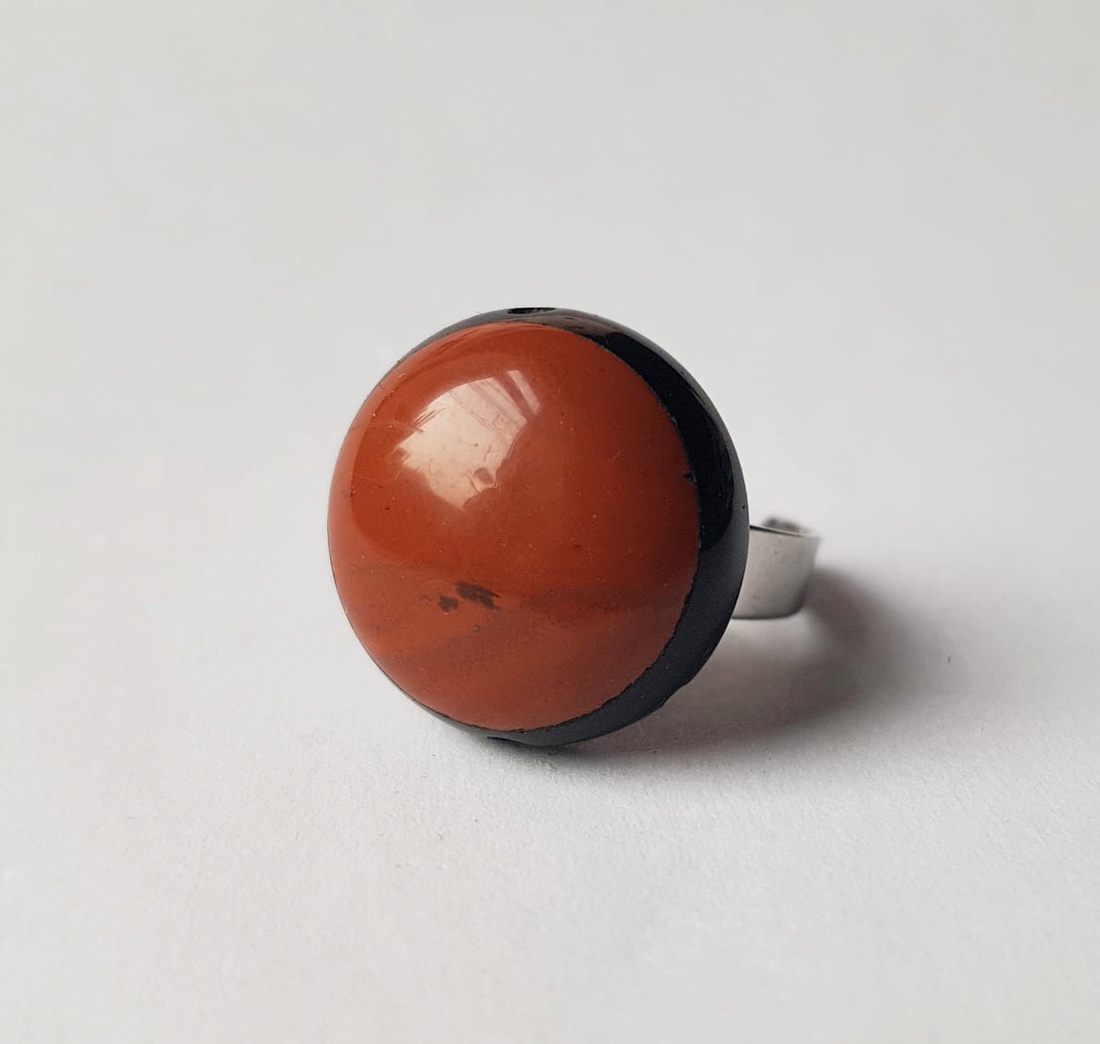 Inel reglabil cu piatra de jasp rosu inel jasp inel ajustabil cadou iubita bijuterie cadou iubita mama martie - bijuterii - inele - inele cu pietre semiprețioase - Artynos.ro