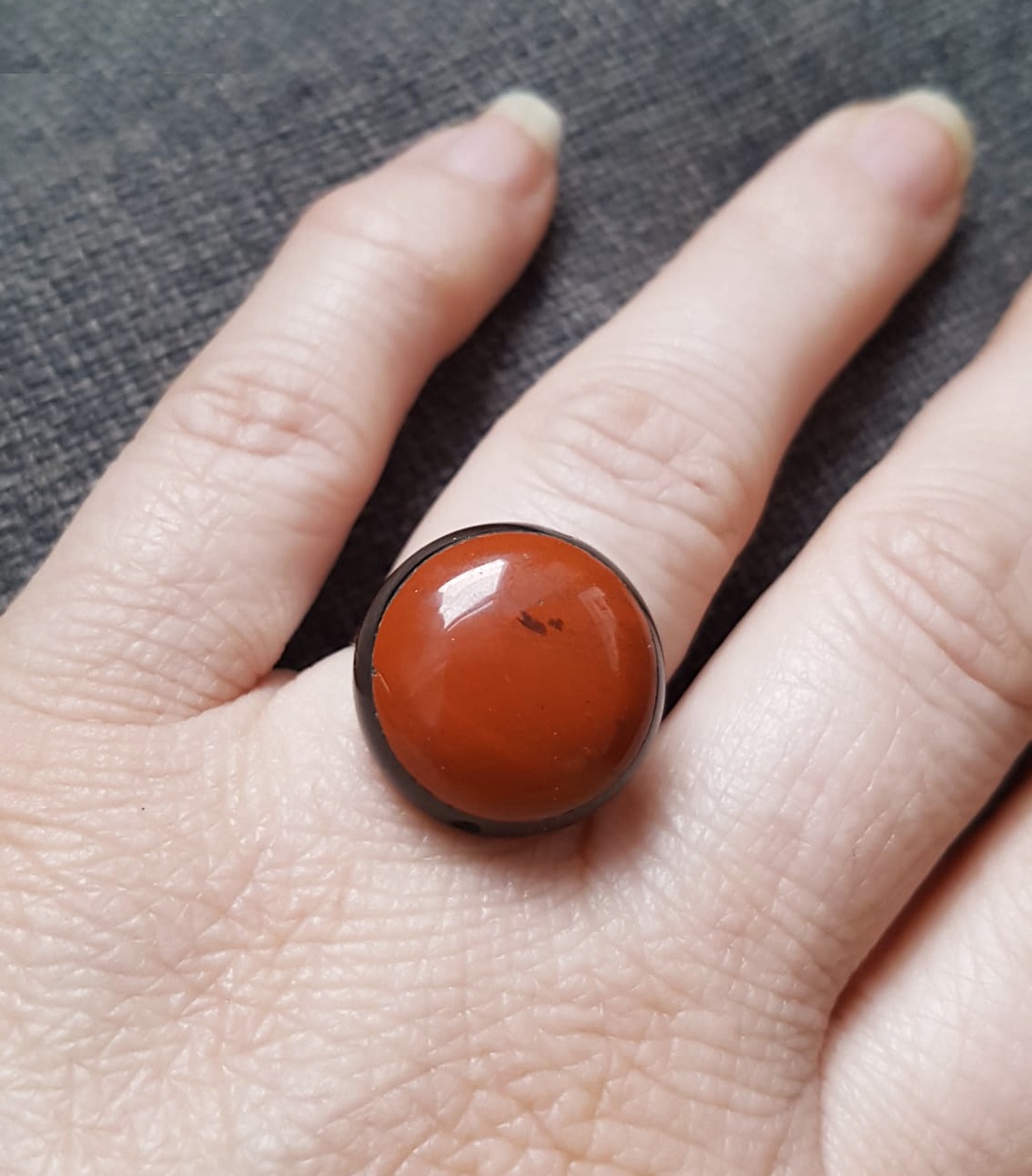 Inel reglabil cu piatra de jasp rosu inel jasp inel ajustabil cadou iubita bijuterie cadou iubita mama martie - bijuterii - inele - inele cu pietre semiprețioase - Artynos.ro