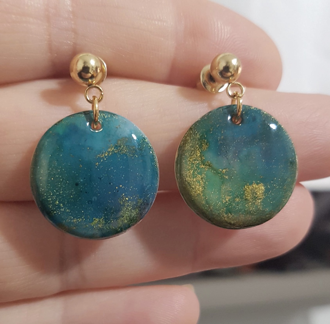 Cercei moderni fimo Cercei statement cercei hoops cercei verzi cercei atarnatori geometrici bijuterie moderna cadou - bijuterii - cercei - cercei hoops - Artynos.ro