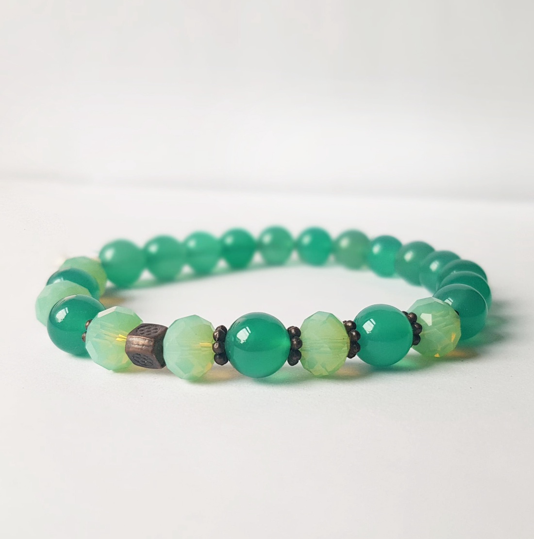 Bratara din pietre semipretioase bratara agata verde bratara pietre naturale - bijuterii - brățări - brățări din pietre semiprețioase - Artynos.ro