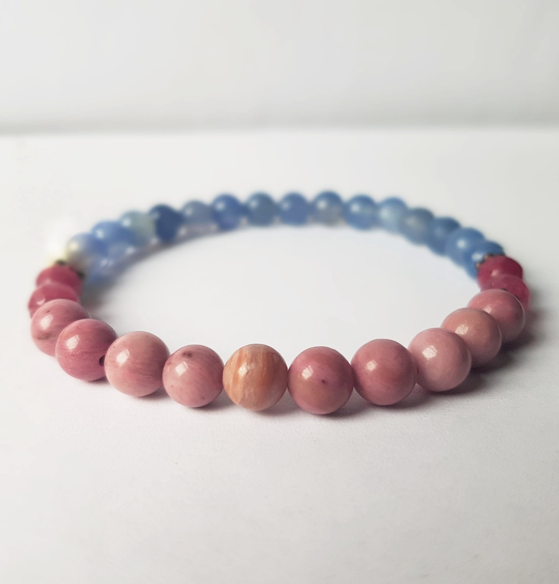 Bratara din pietre semipretioase bratara agata albastra si rodonit bratara pietre naturale - bijuterii - brățări - brățări din pietre semiprețioase - Artynos.ro