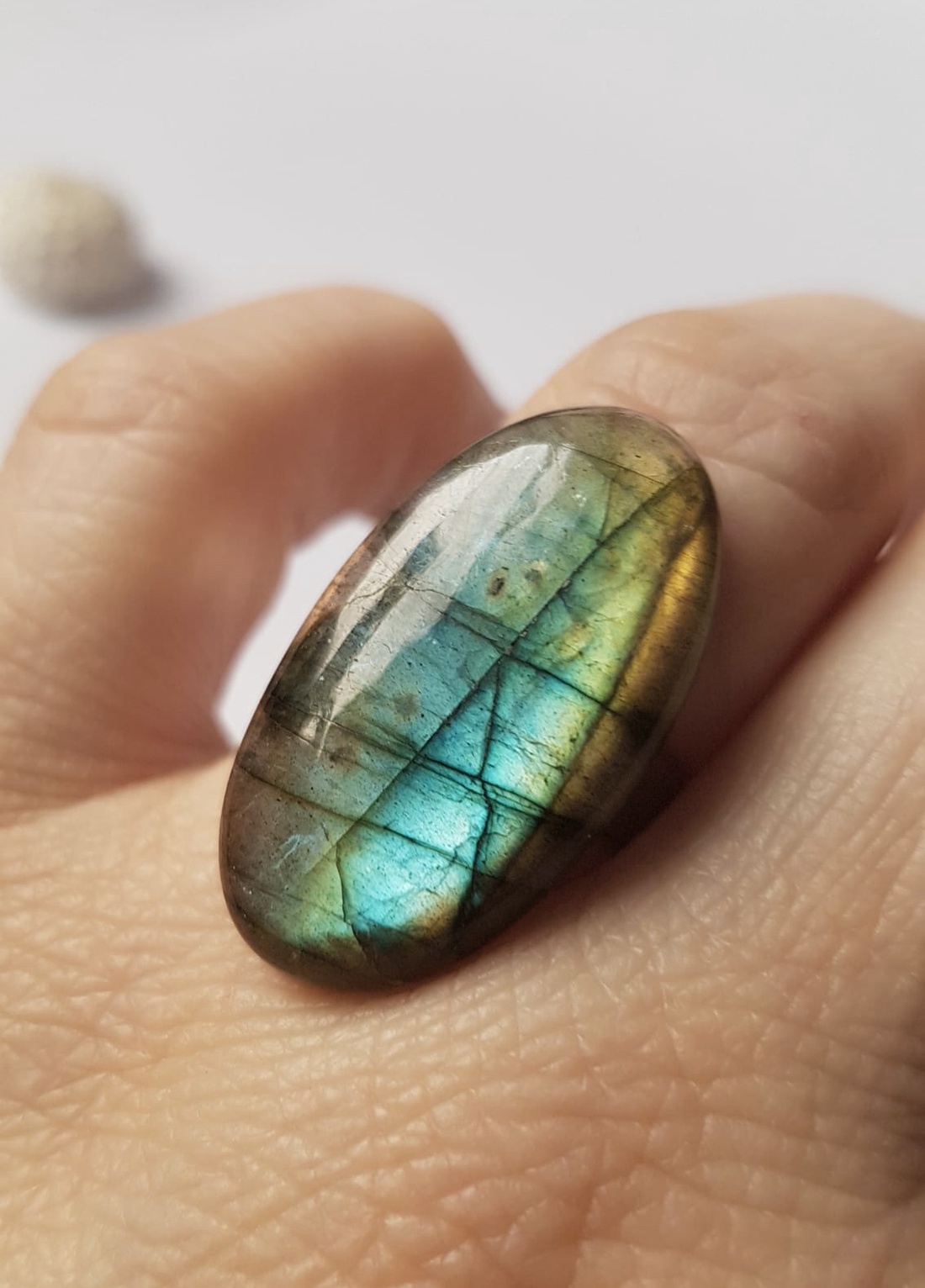 Inel labradorit inel cadochon piatra pretioasa labradorit inel reglabil filigran inel ajustabil bijuterie cadou colega - bijuterii - inele - inele cu pietre semiprețioase - Artynos.ro