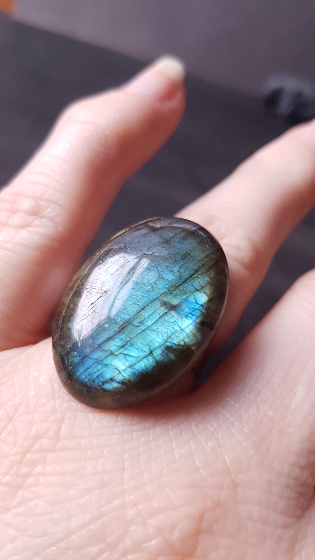 Inel labradorit inel cadochon piatra pretioasa labradorit inel reglabil filigran inel ajustabil bijuterie cadou colega - bijuterii - inele - inele cu pietre semiprețioase - Artynos.ro