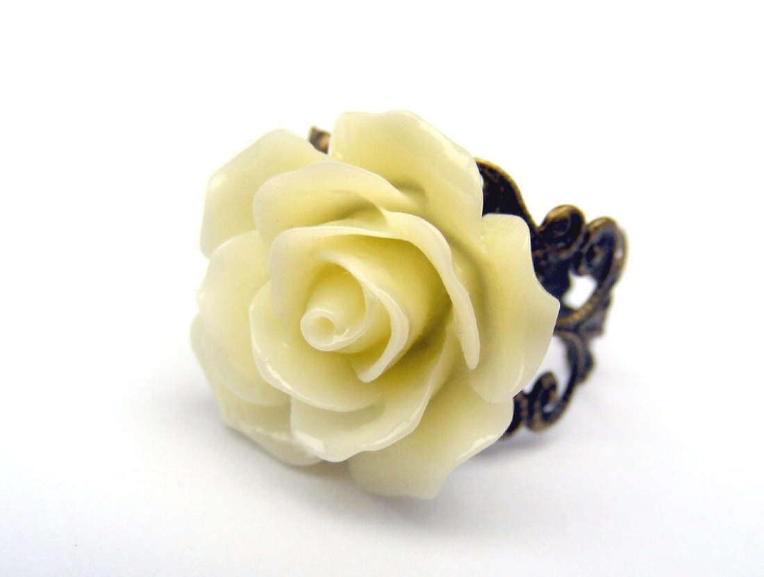 Inel reglabil filigran inel statement ajustabil trandafir inel vintage floare cadou pentru fiica bijuterie unic martie - bijuterii - inele - inele statement - Artynos.ro