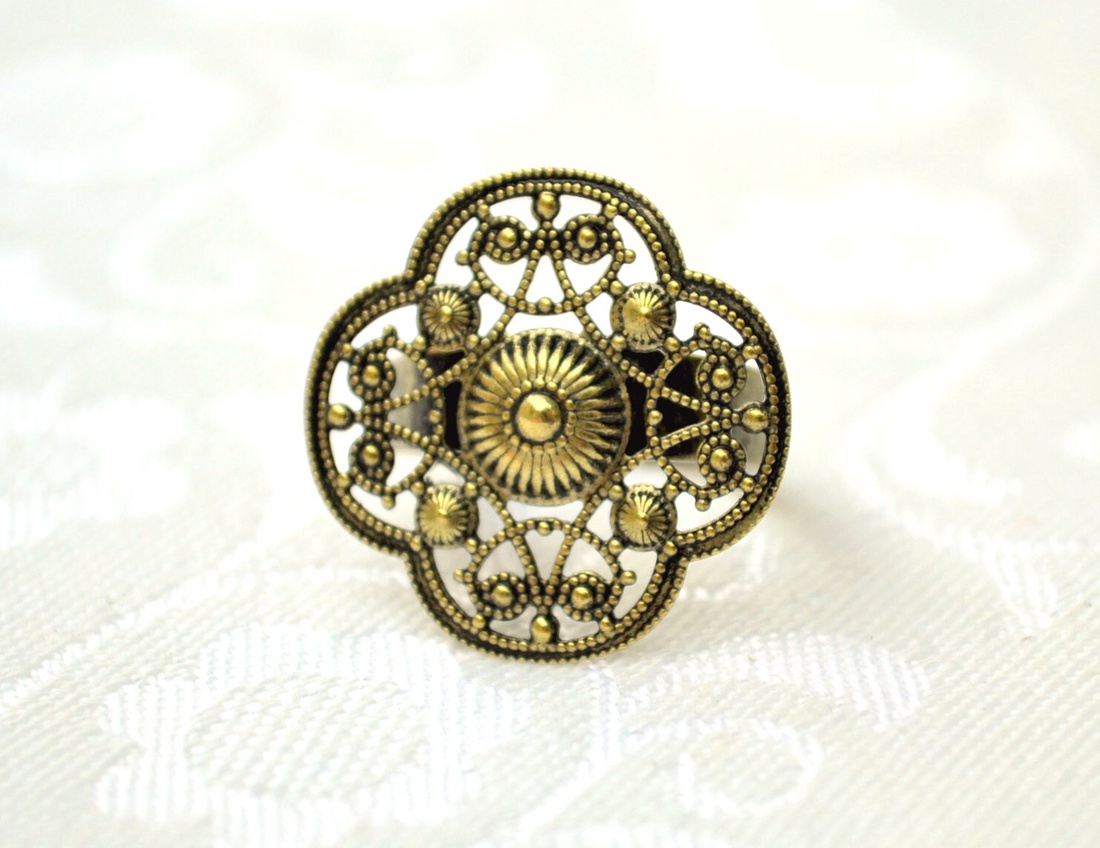 Inel reglabil filigranat etnic inel statement ajustabil  inel vintage medieval cadou pentru iunita bijuterie unic martie - bijuterii - inele - inele statement - Artynos.ro