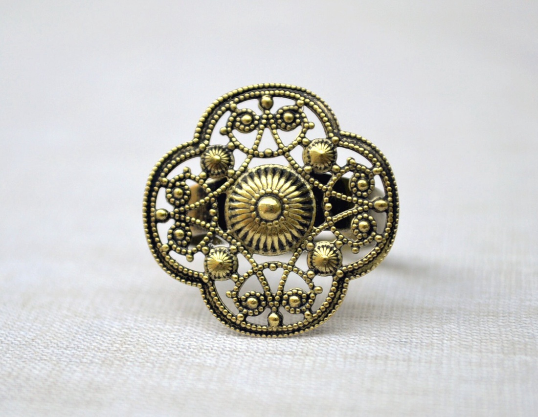 Inel reglabil filigranat etnic inel statement ajustabil  inel vintage medieval cadou pentru iunita bijuterie unic martie - bijuterii - inele - inele statement - Artynos.ro