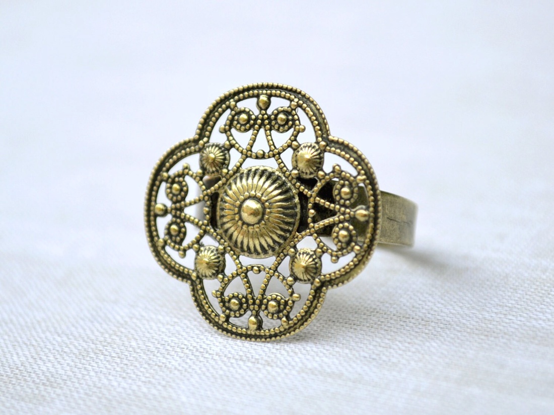Inel reglabil filigranat etnic inel statement ajustabil  inel vintage medieval cadou pentru iunita bijuterie unic martie - bijuterii - inele - inele statement - Artynos.ro