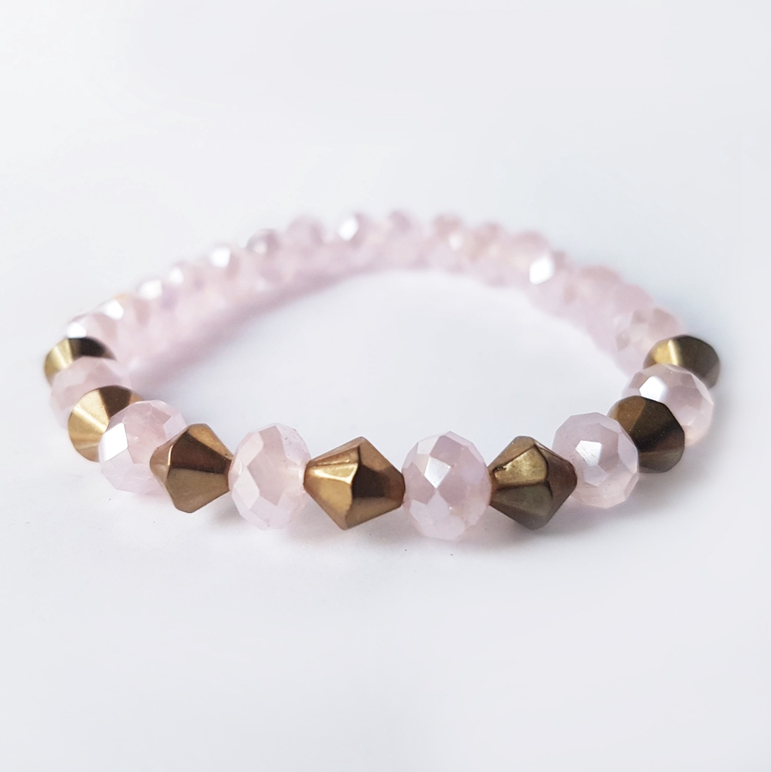Bratara din cristale fatetate roz, bratara ajustabila, bratara elastica - bijuterii - brățări - brățări din mărgele - Artynos.ro