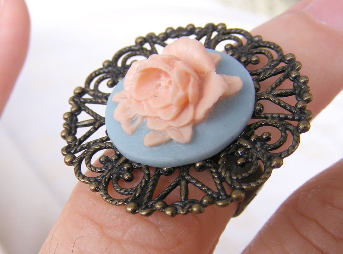 Inel reglabil filigran inel statement ajustabil trandafir inel vintage floare cadou pentru fiica bijuterie unic martie - bijuterii - inele - inele statement - Artynos.ro