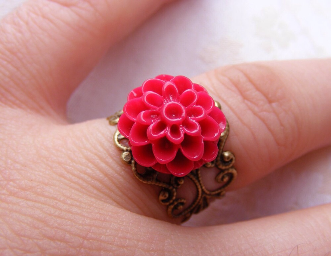 Inel reglabil filigran inel statement ajustabil trandafir inel vintage floare cadou pentru fiica bijuterie unic martie - bijuterii - inele - inele statement - Artynos.ro