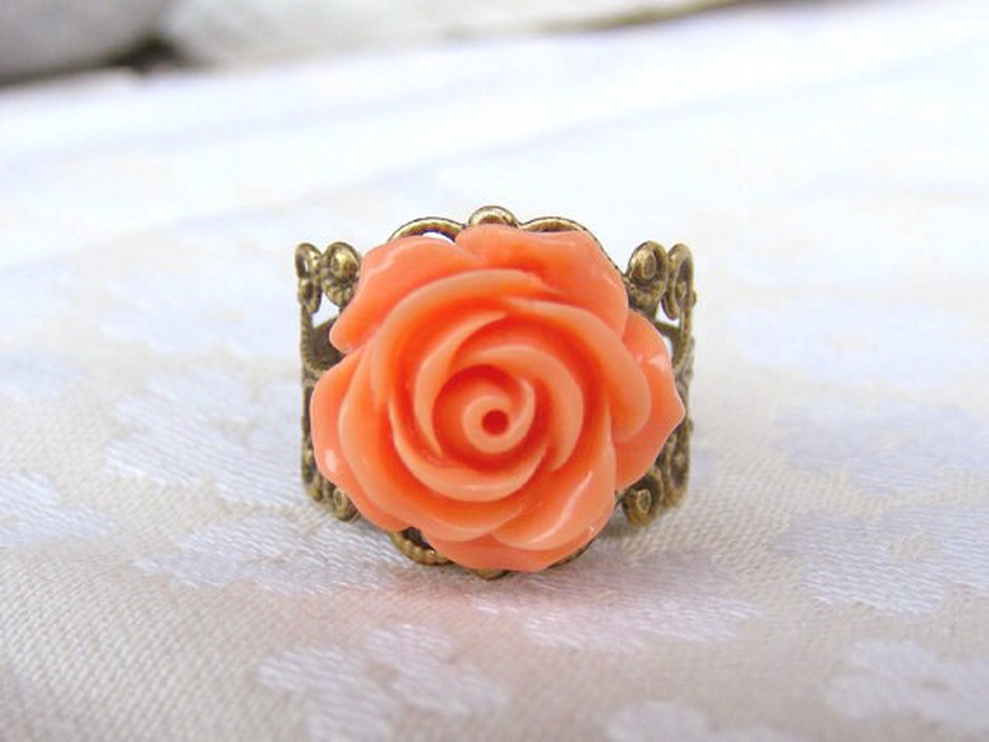 Inel reglabil filigran inel statement ajustabil trandafir inel vintage floare cadou pentru fiica bijuterie unic martie - bijuterii - inele - inele statement - Artynos.ro