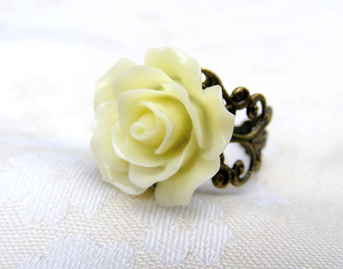 Inel reglabil filigran inel statement ajustabil trandafir inel vintage floare cadou pentru fiica bijuterie unic martie - bijuterii - inele - inele statement - Artynos.ro