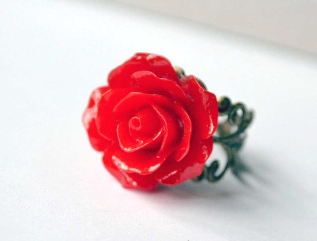 Inel reglabil filigran inel statement ajustabil trandafir inel vintage floare cadou pentru fiica bijuterie unic martie - bijuterii - inele - inele statement - Artynos.ro