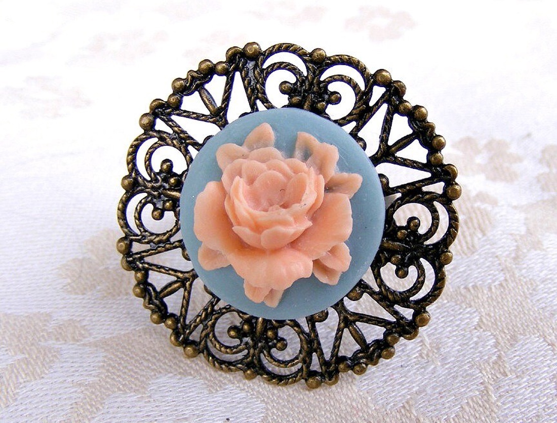 Inel reglabil filigran inel statement ajustabil trandafir inel vintage floare cadou pentru fiica bijuterie unic martie - bijuterii - inele - inele statement - Artynos.ro