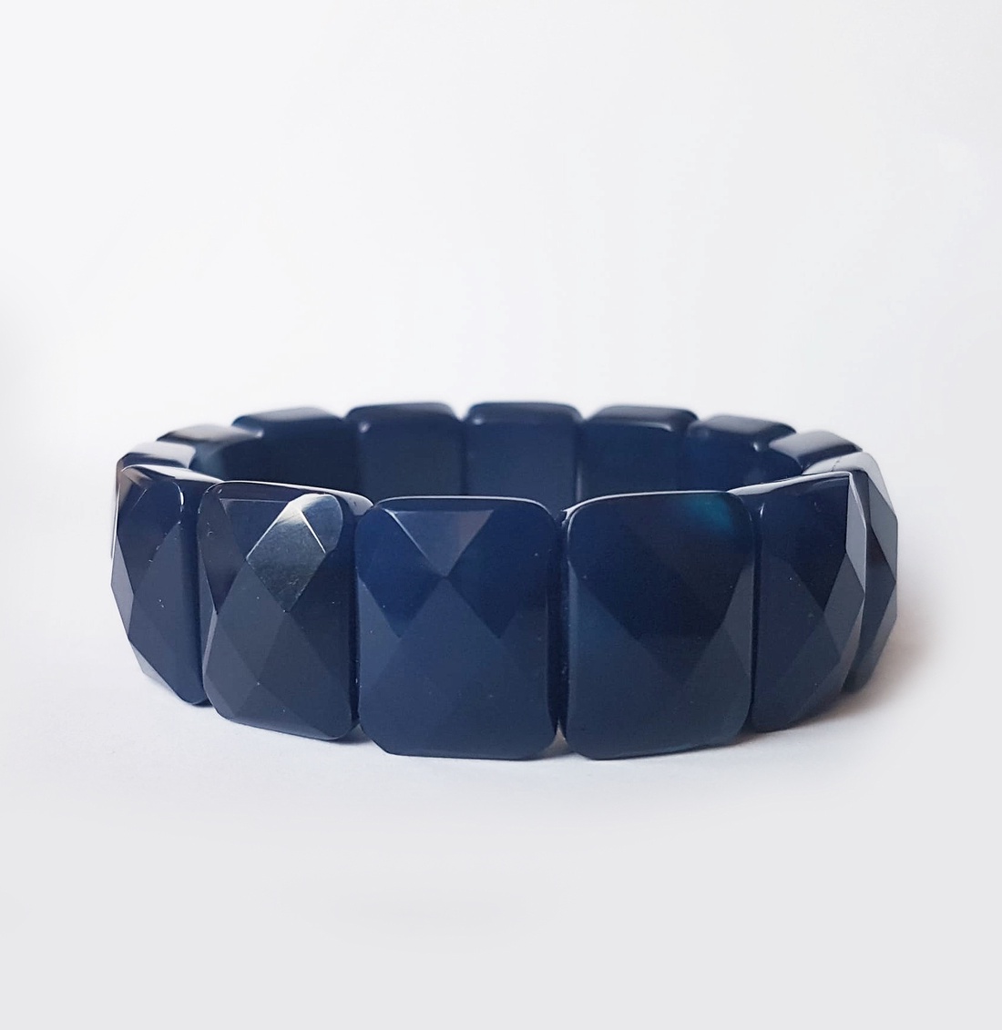 Bratara ajustabila groasa bratara agate bratara pietre semipretioase agate albastre bratara cadou prietena colega iubita - bijuterii - brățări - brățări din pietre semiprețioase - Artynos.ro