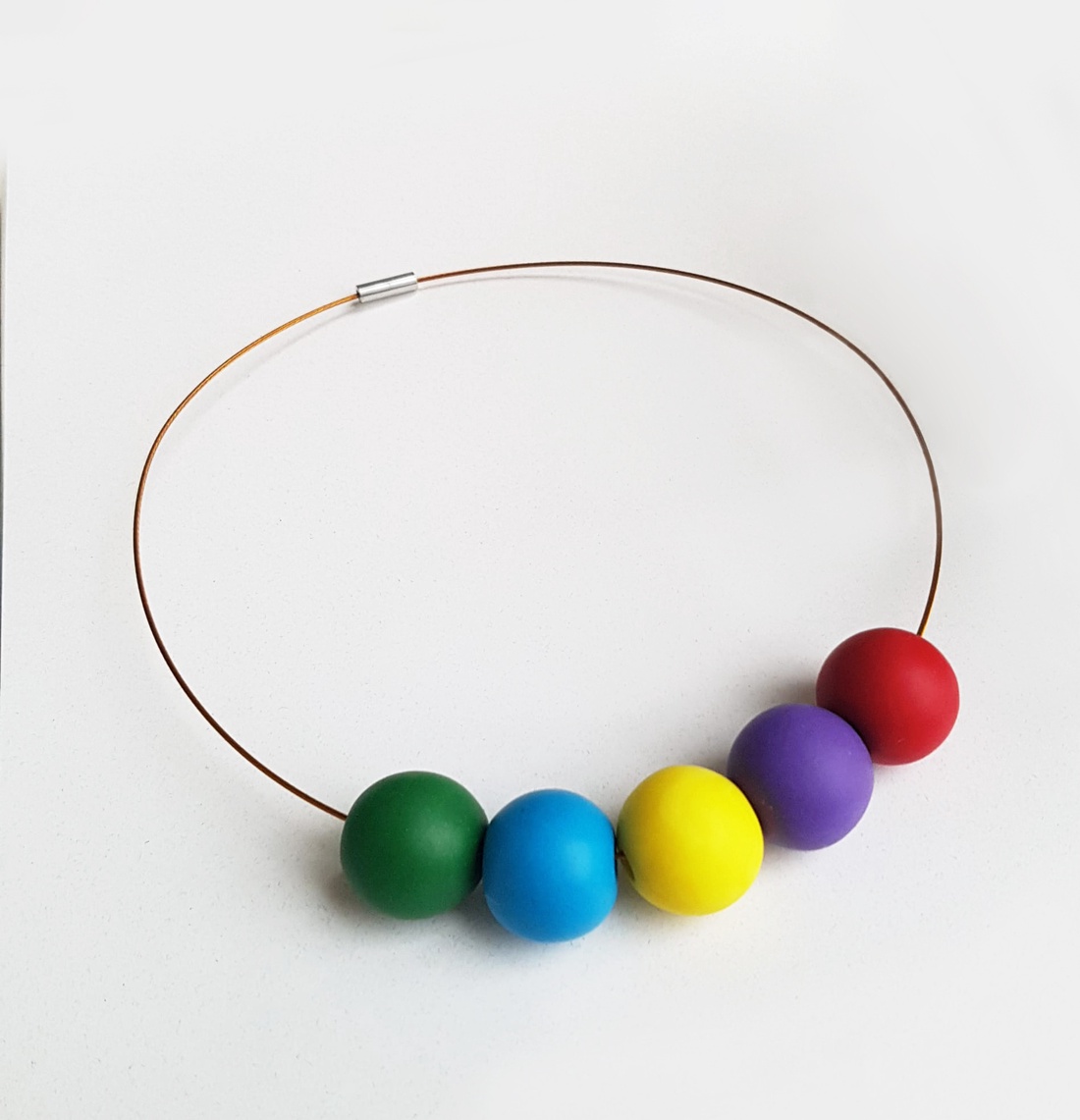 Colier margele rotunde mari, colier colorat,  colier statement, colier geometric - bijuterii - coliere - coliere din mărgele - Artynos.ro