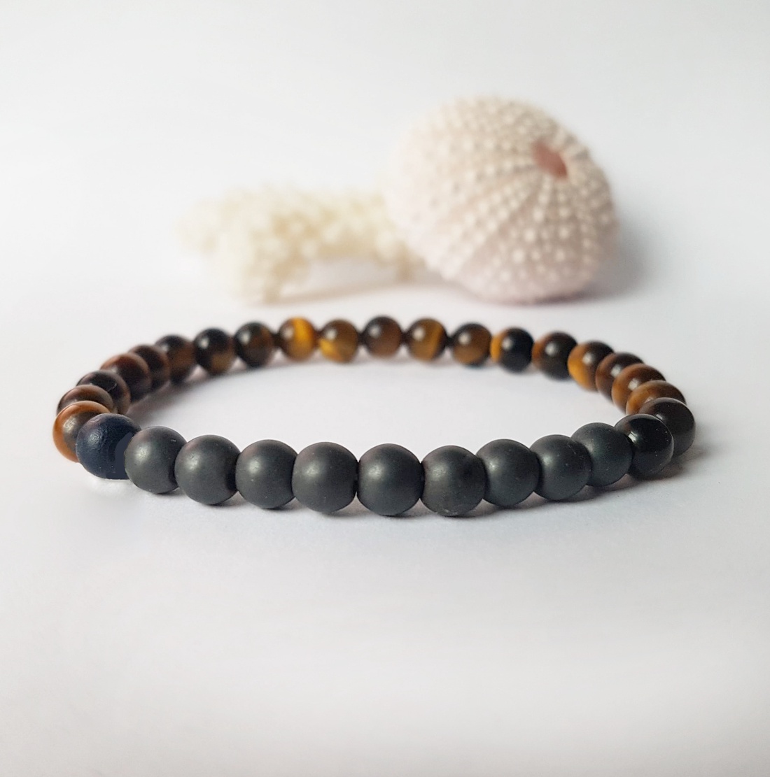 Bratara din pietre semipretioase bratara ochi de tigru si hematit bratara pietre naturale bratara elastica - bijuterii - brățări - brățări din pietre semiprețioase - Artynos.ro