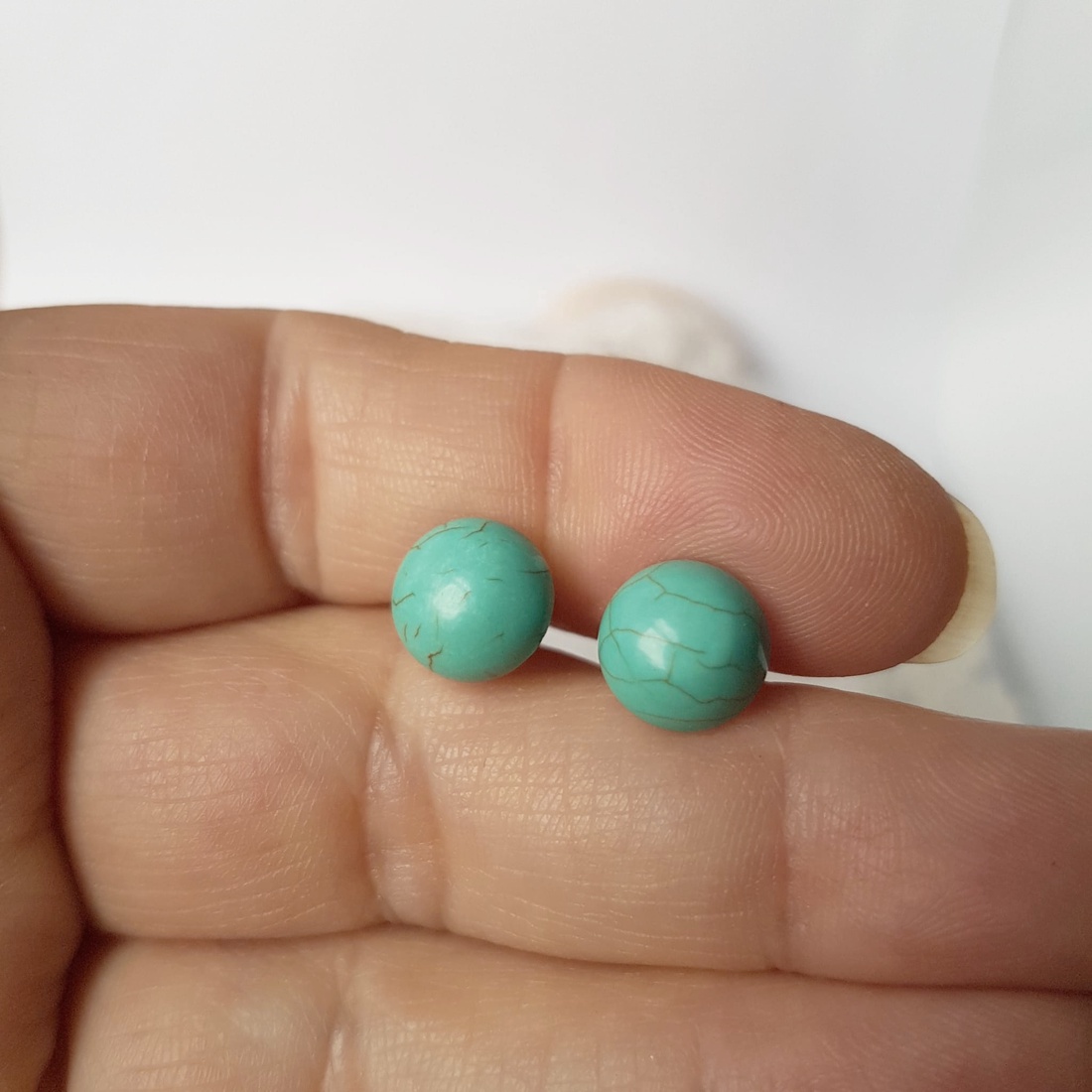 Cercei surub cercei pietre semipretioase naturale cercei tija cercei magnezit turcoaz cadou sotie mama femeie dama - bijuterii - cercei - cercei din pietre semiprețioase - Artynos.ro