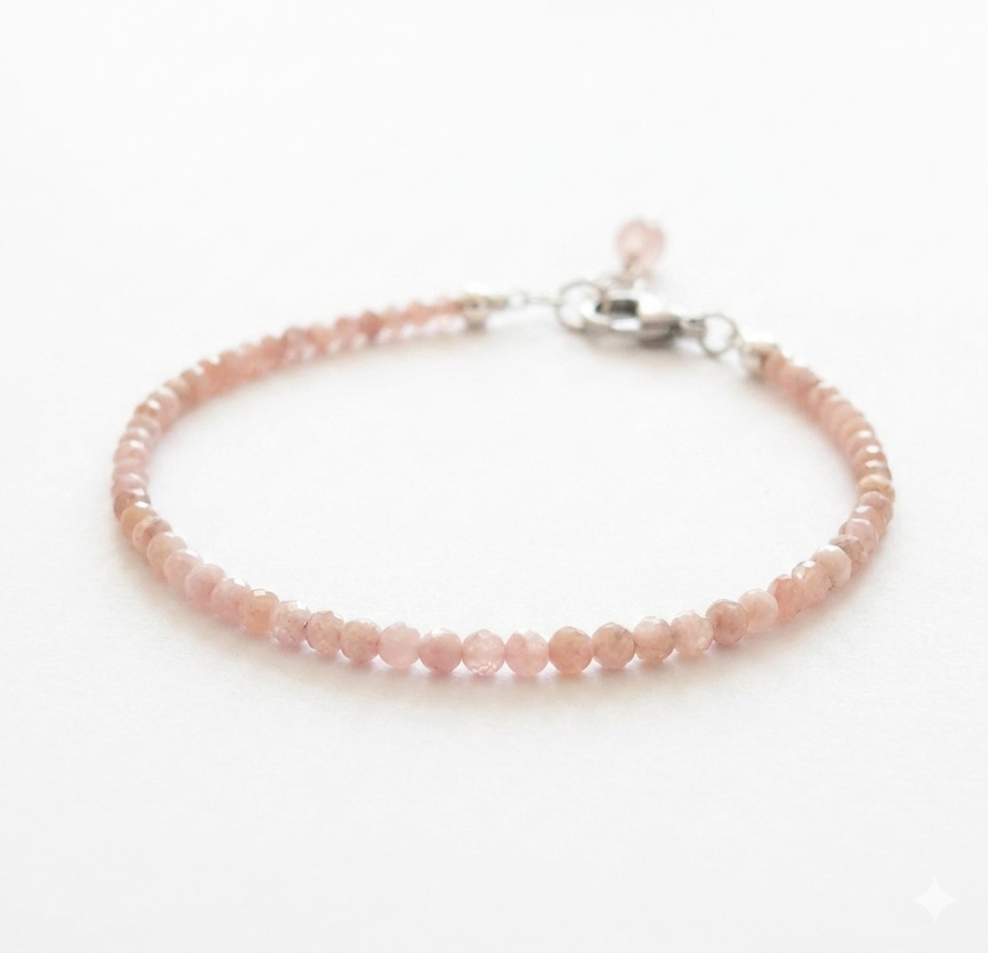 Bratara eleganta din opal roz bratara pietre semipretioase bijuterie minimalista cadou zodie balanta pesti bijuterie roz - bijuterii - brățări - brățări din pietre semiprețioase - Artynos.ro
