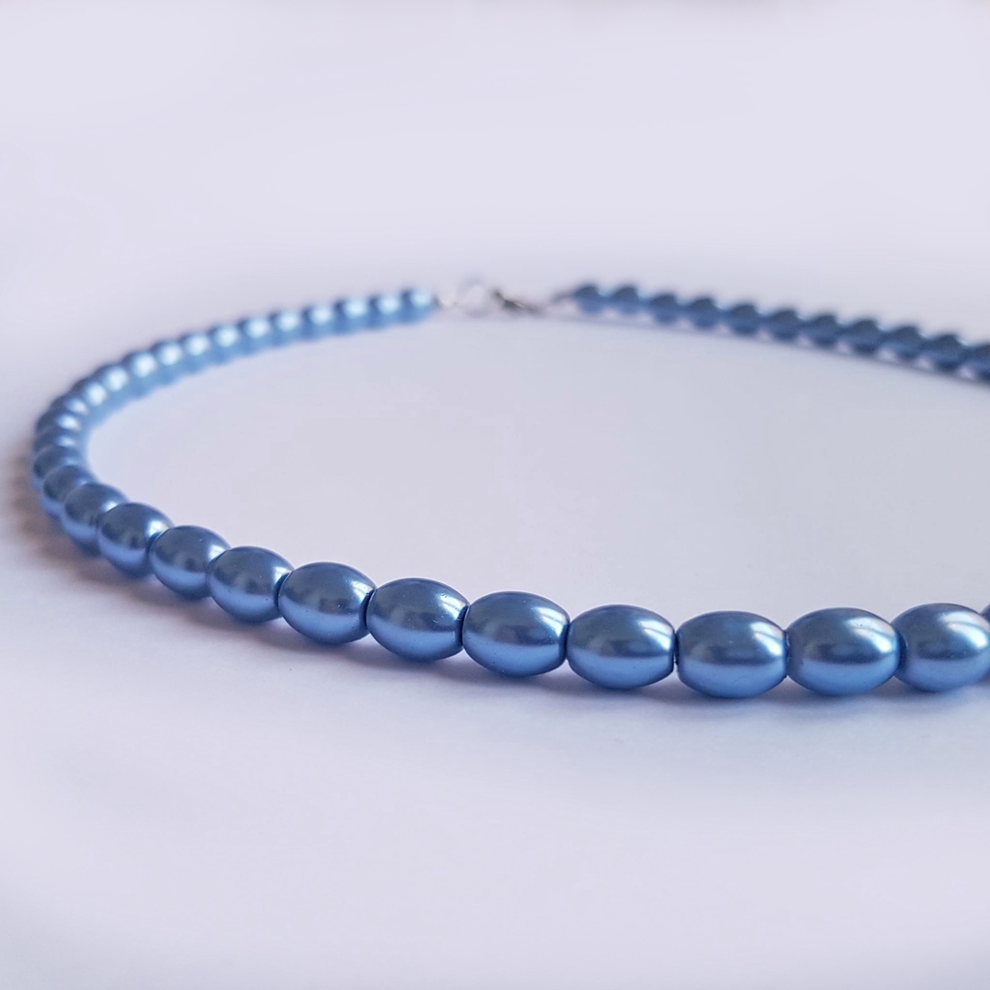 Colier din perle de sticla albastre colier choker albastru  - bijuterii - coliere - coliere din perle - Artynos.ro