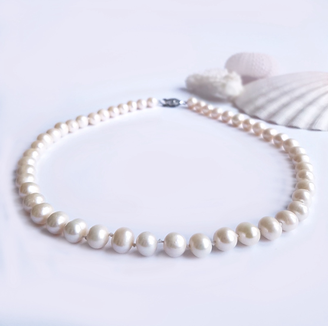 Colier din perle naturale de apa dulce colier choker alb - bijuterii - coliere - coliere din perle - Artynos.ro