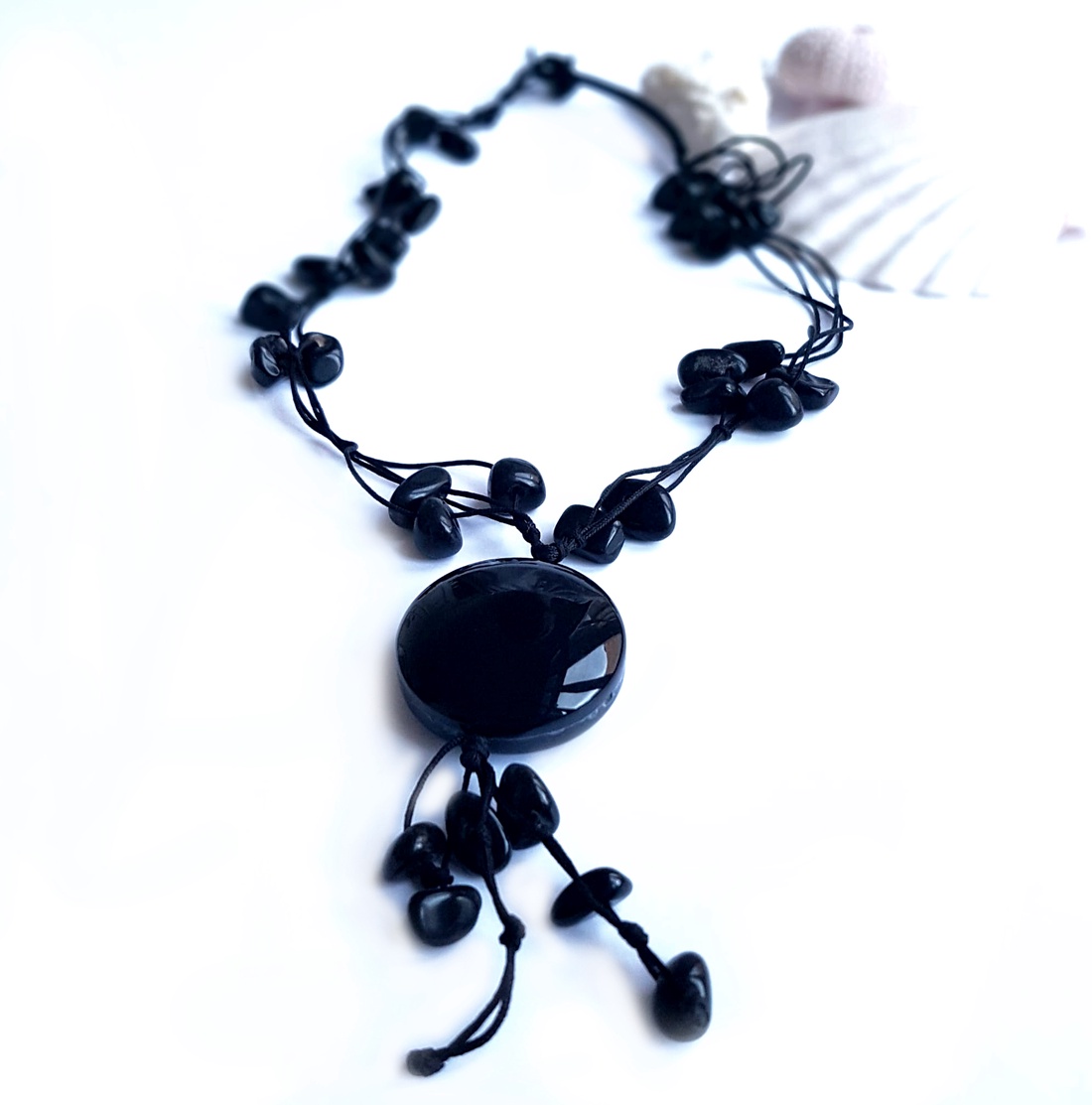 Colier cu agate negre Colier pietre semipretioase negre colier margele cadou sotie iubita martisor martie ziua femeii - bijuterii - coliere - coliere din pietre semiprețioase - Artynos.ro