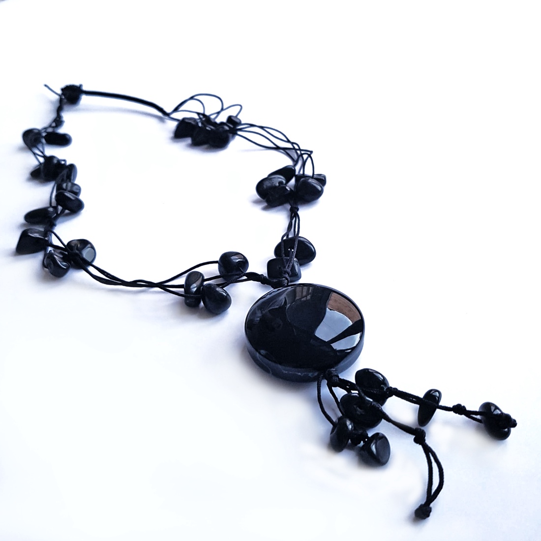 Colier cu agate negre Colier pietre semipretioase negre colier margele cadou sotie iubita martisor martie ziua femeii - bijuterii - coliere - coliere din pietre semiprețioase - Artynos.ro