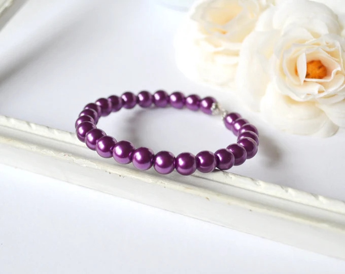 Bratara minimalista moderna Bratara din perle de sticle bratara violeta perle cadou iubita sotie  - bijuterii - brățări - brățări din perle - Artynos.ro