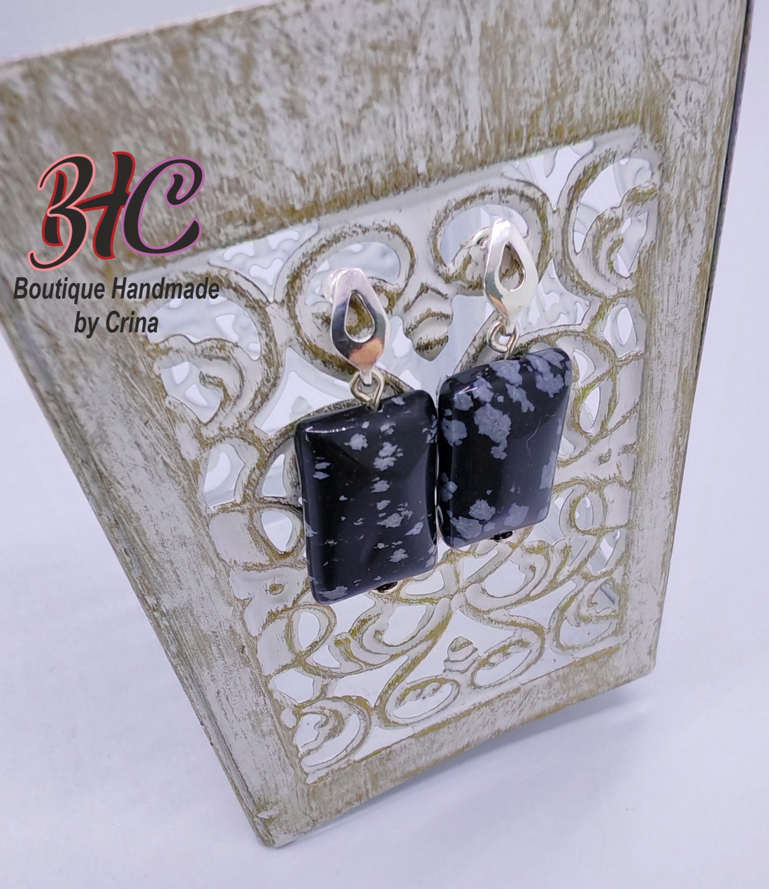 Cercei din argint 925 si plăcute Obsidian - bijuterii - cercei - cercei drop - Artynos.ro Cercei din argint 925 si plăcute Obsidian - bijuterii - cercei - cercei drop - Artynos.ro