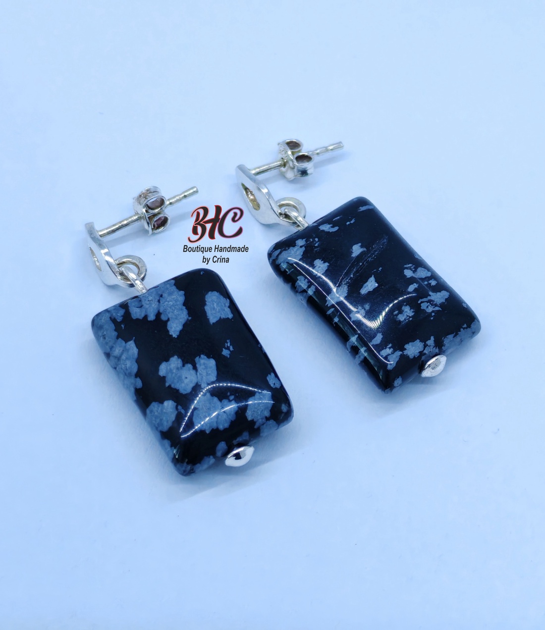 Cercei din argint 925 si plăcute Obsidian - bijuterii - cercei - cercei drop - Artynos.ro Cercei din argint 925 si plăcute Obsidian - bijuterii - cercei - cercei drop - Artynos.ro
