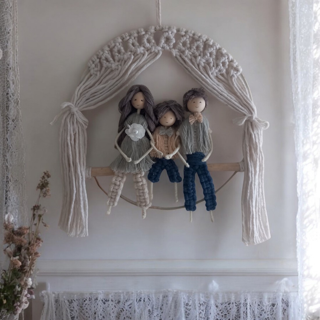 Personalizat Familie macramé portret decor de perete - - Artynos.ro Personalizat Familie macramé portret decor de perete - - Artynos.ro