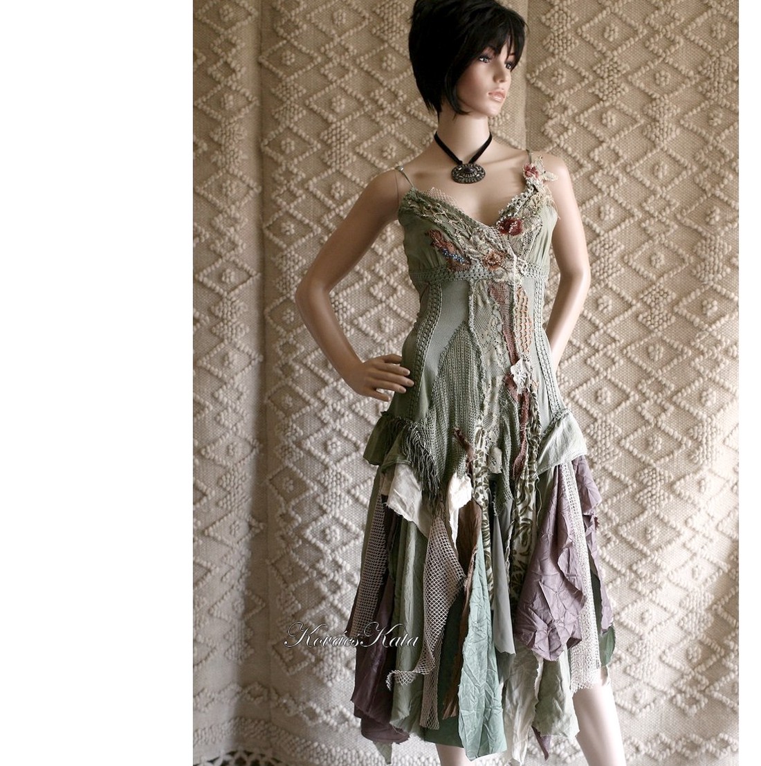  ETA - shabby chic art-design ruha - îmbrăcăminte și modă - haine damă - rochie, dintr-o bucată - Artynos.ro