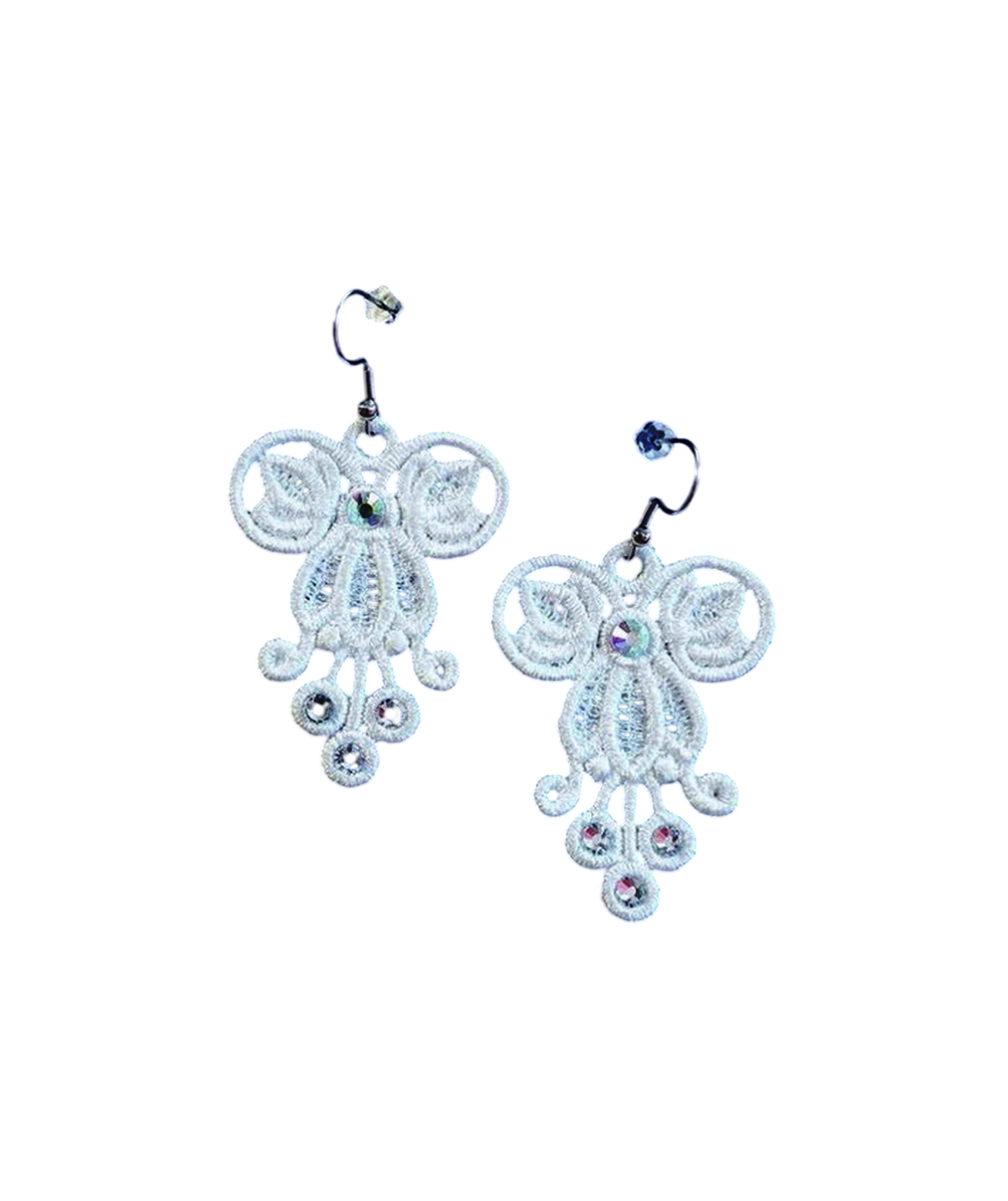Cercei albi cu cristale - accesorii nuntă - bijuterii mireasă - cercei mireasă - Artynos.ro